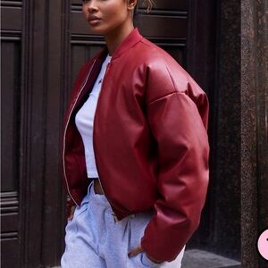 Pretty Little Thing Red Bomber Jacket Size 10